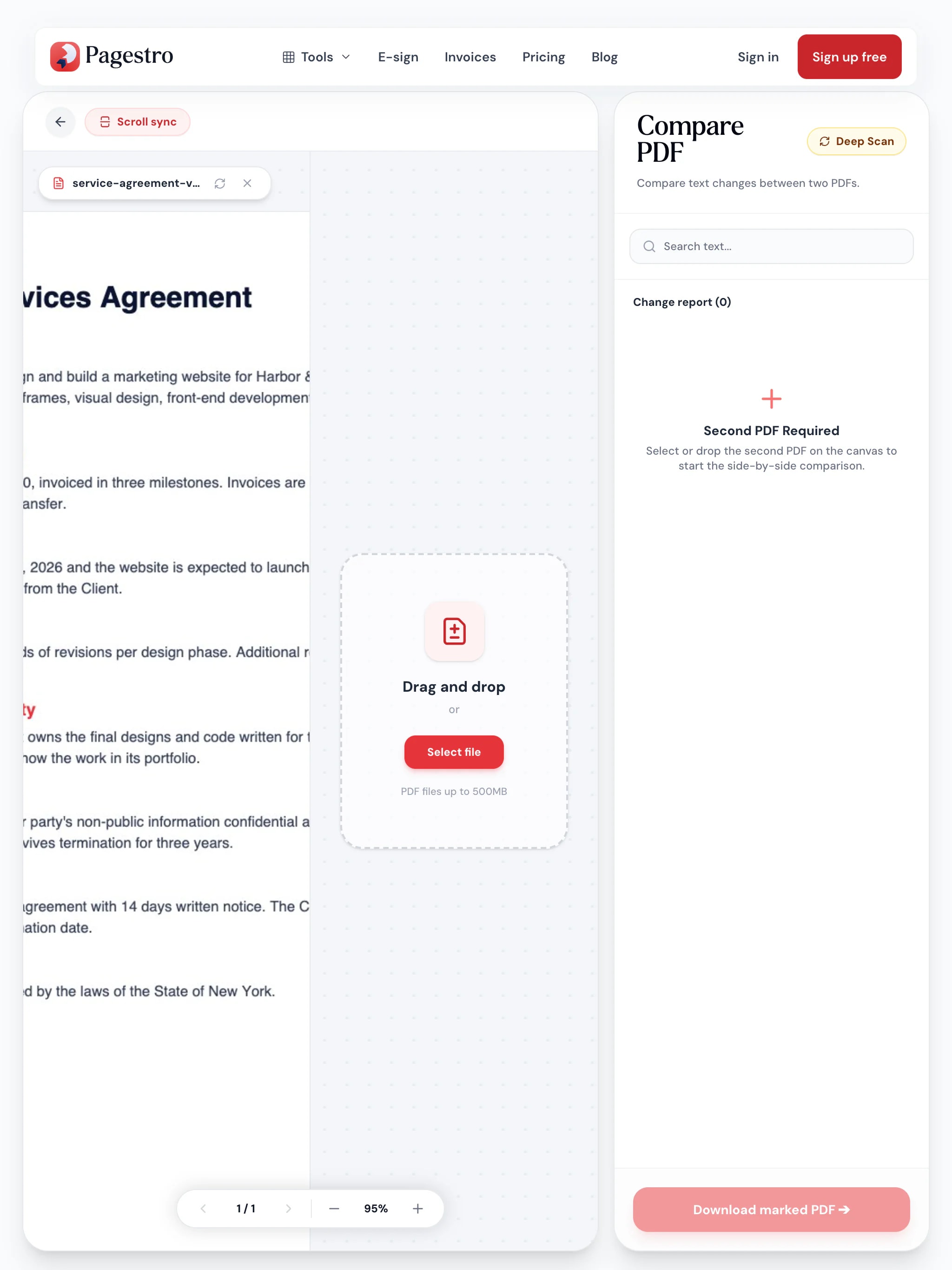 Compare PDF on a tablet
