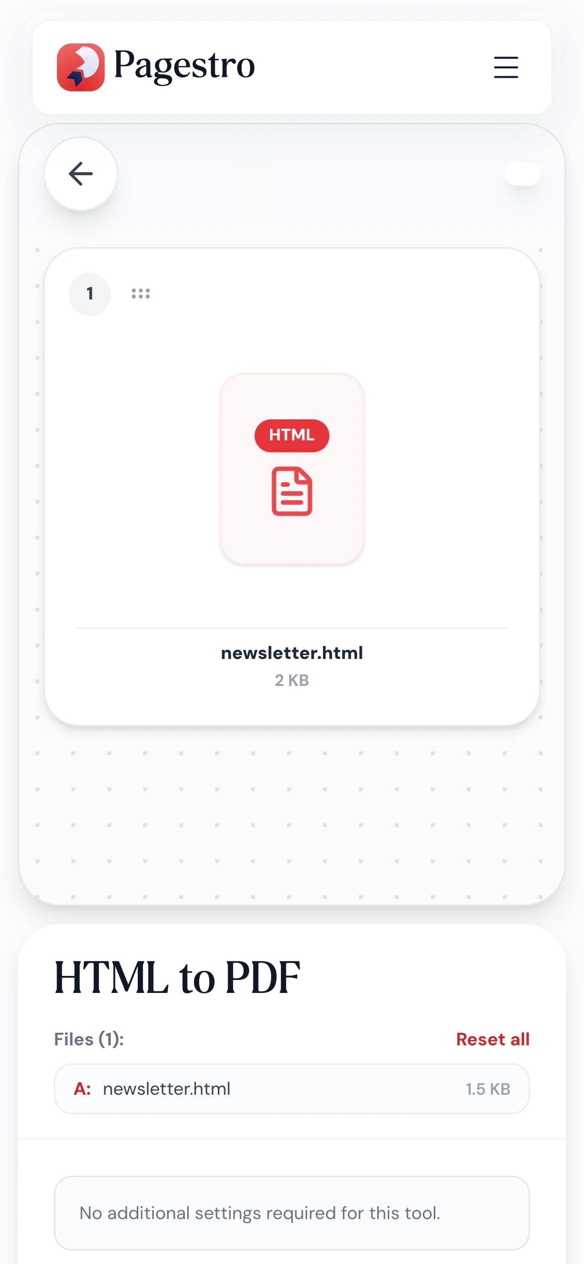 HTML to PDF tool on a phone