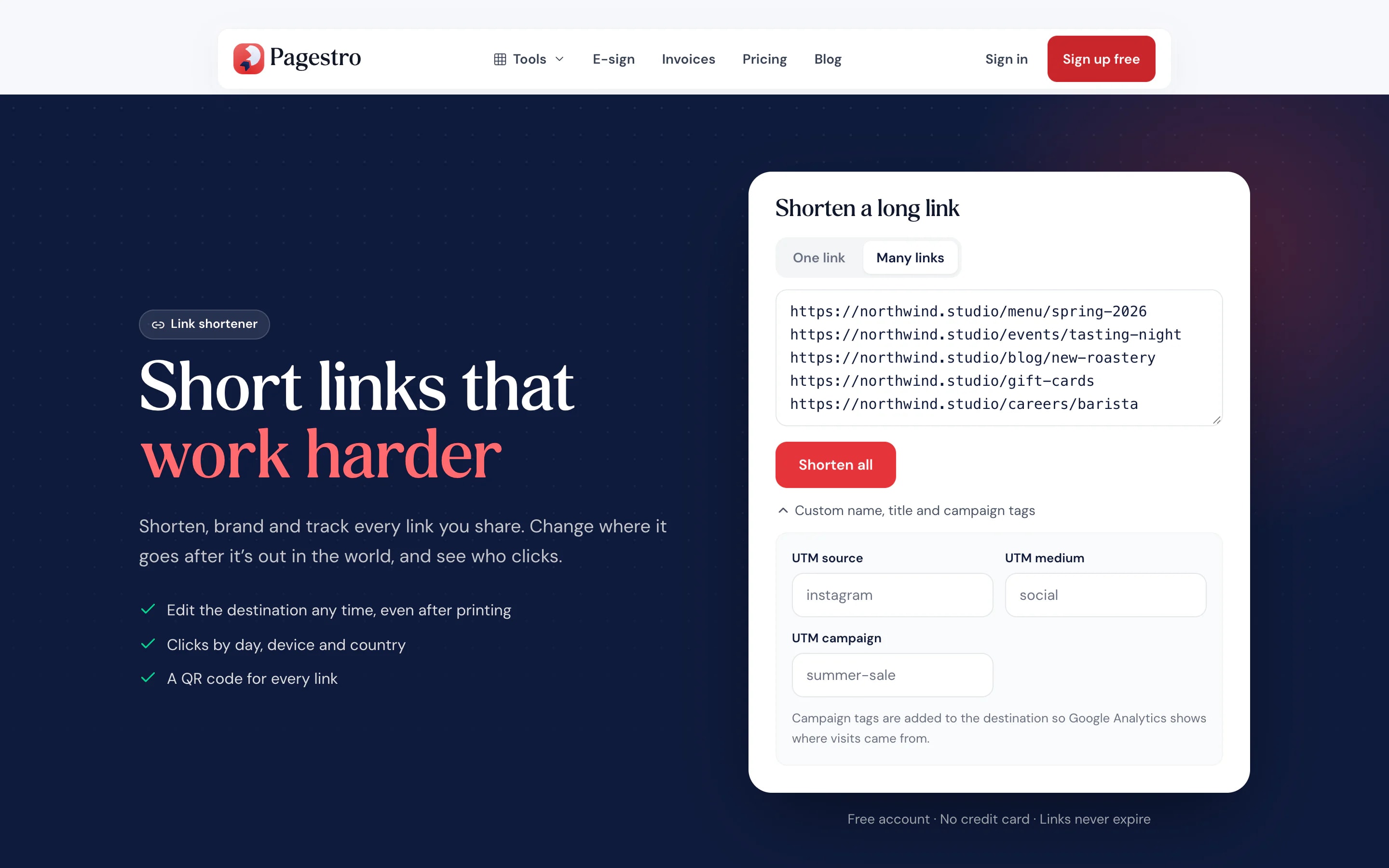 Short link ready to copy and share
