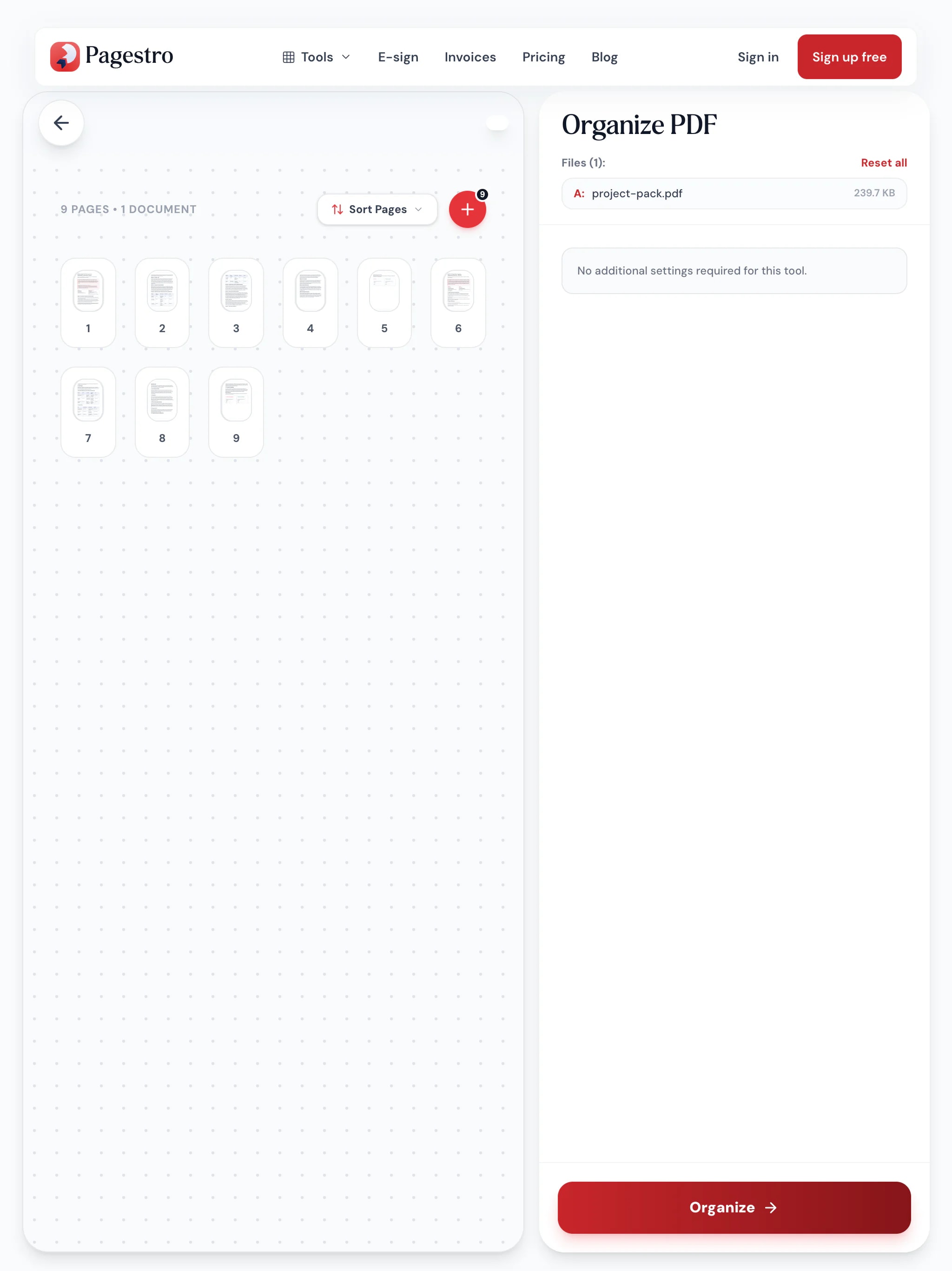Organize PDF on a tablet