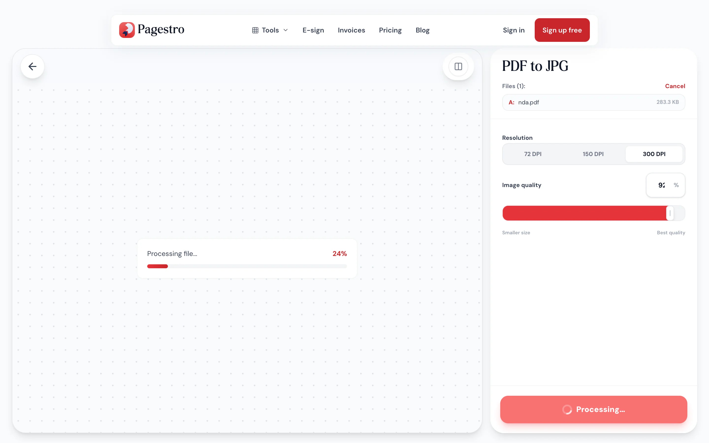 PDF pages being turned into JPG images