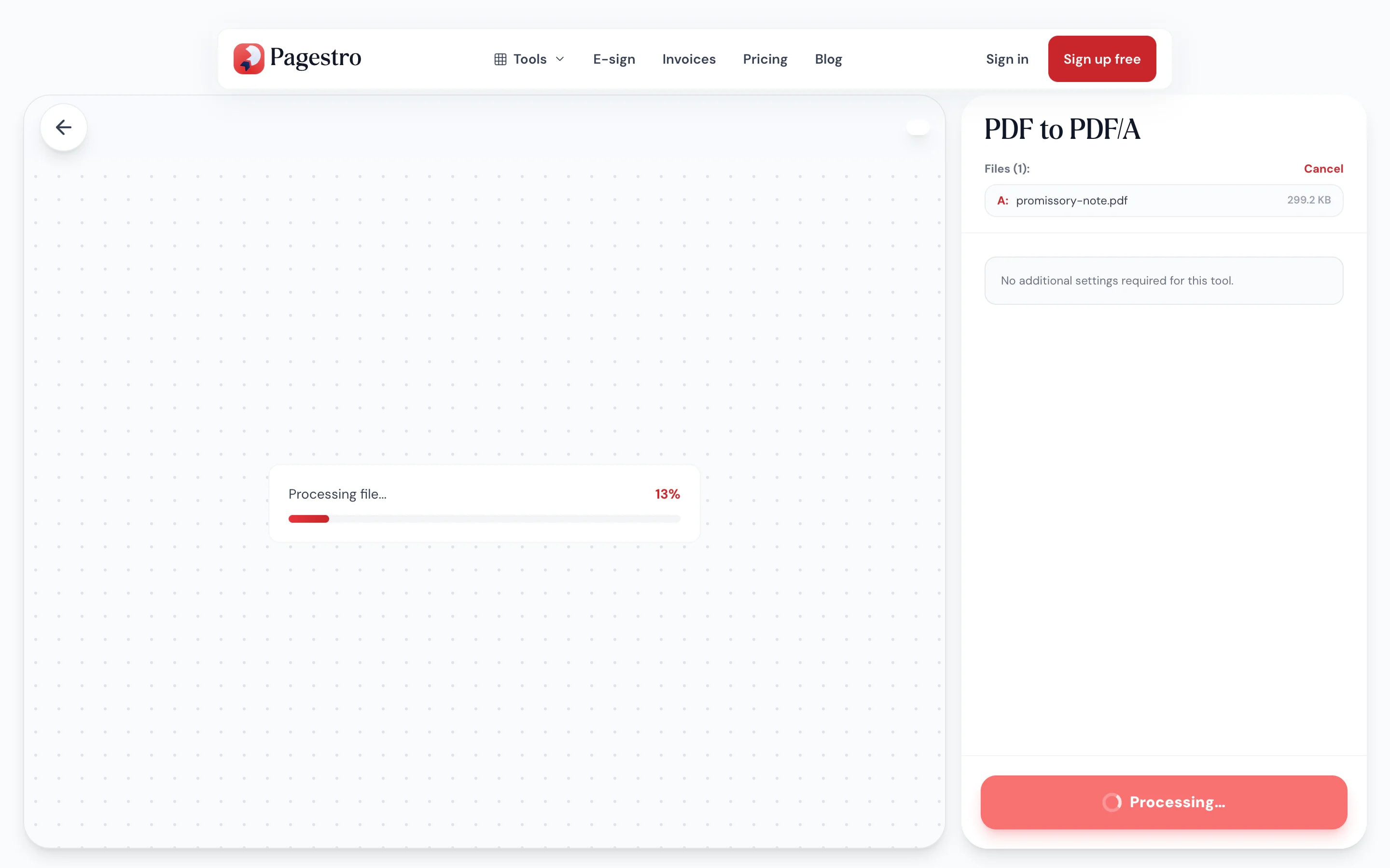 PDF loaded and ready for PDF/A conversion