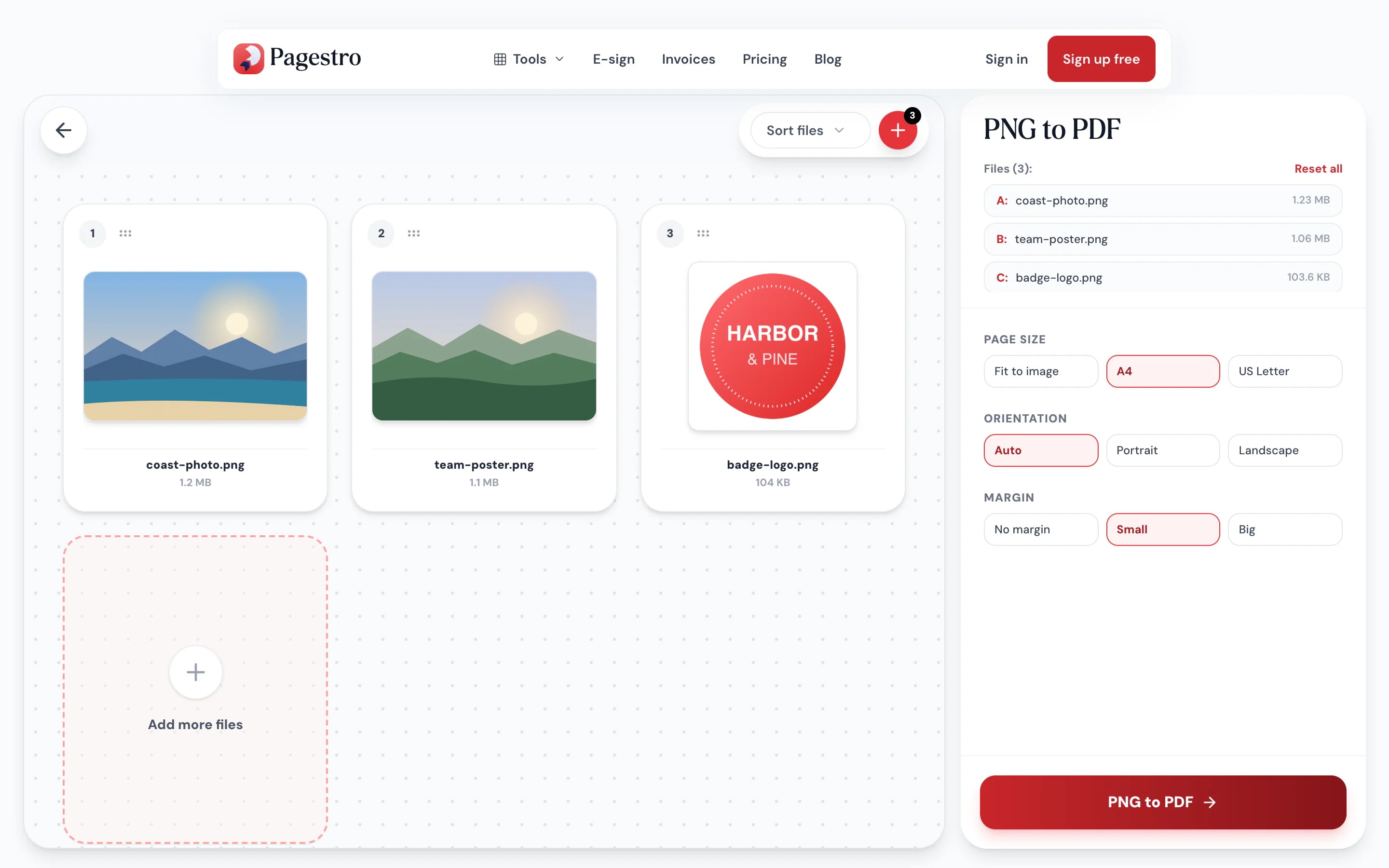 PNG images in a grid ready to convert