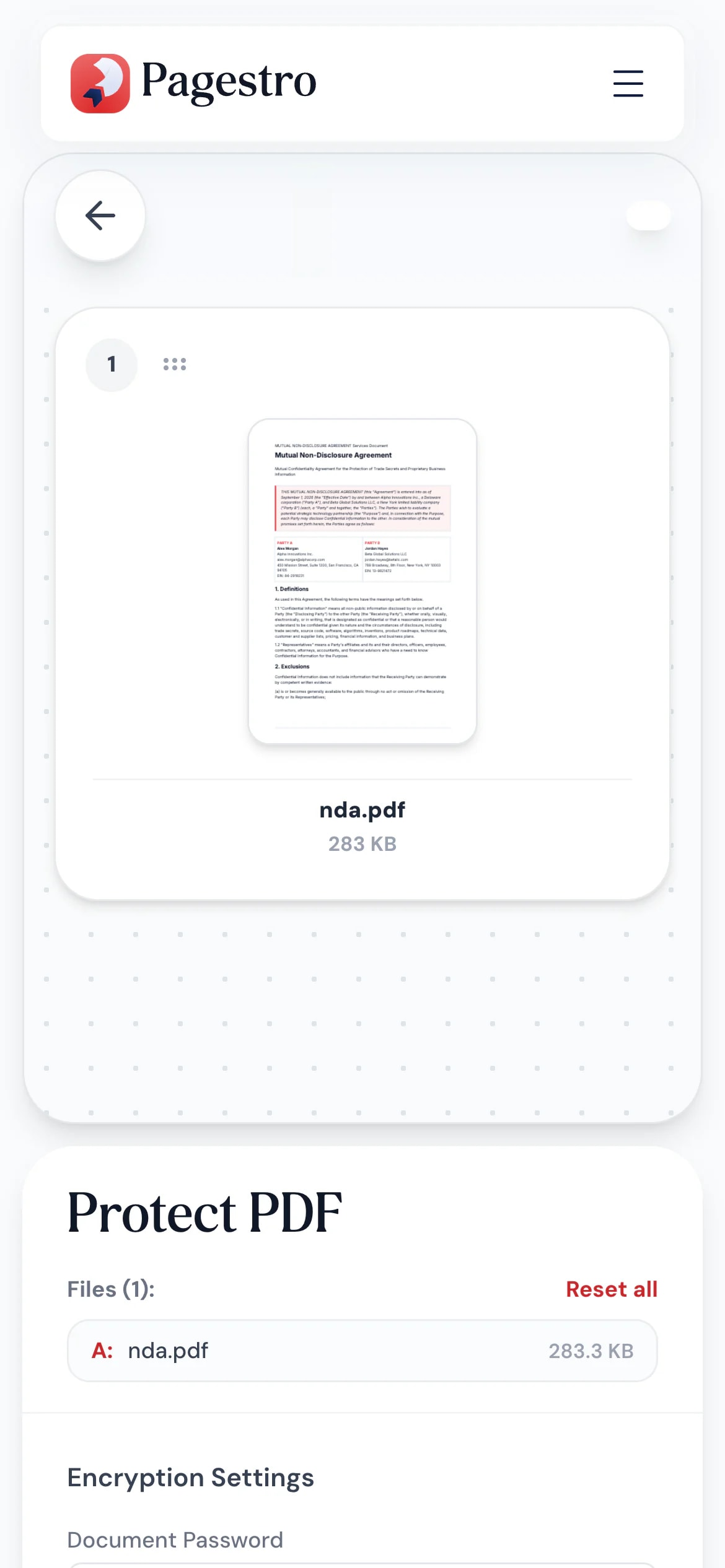 Adding a password to a PDF on a phone