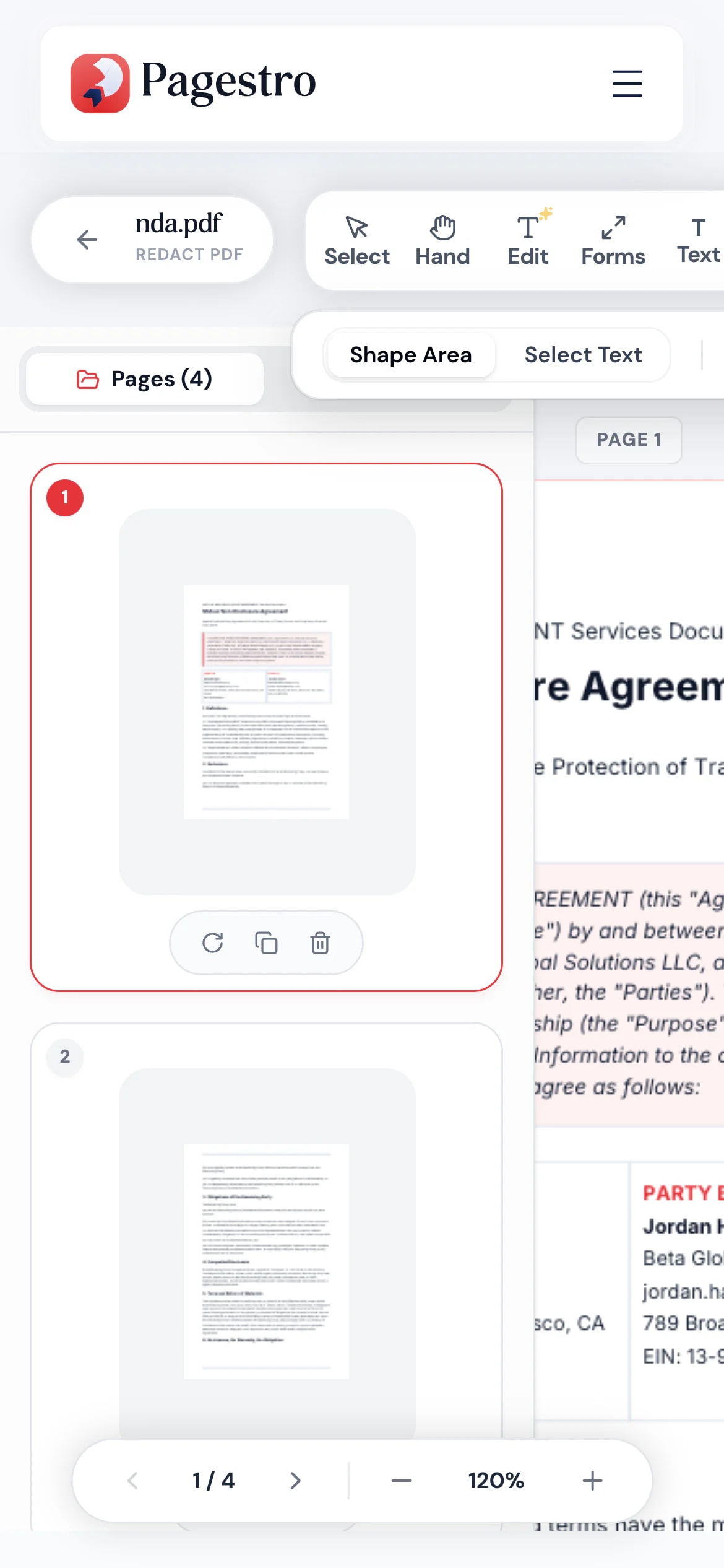 Redact PDF tool on a phone