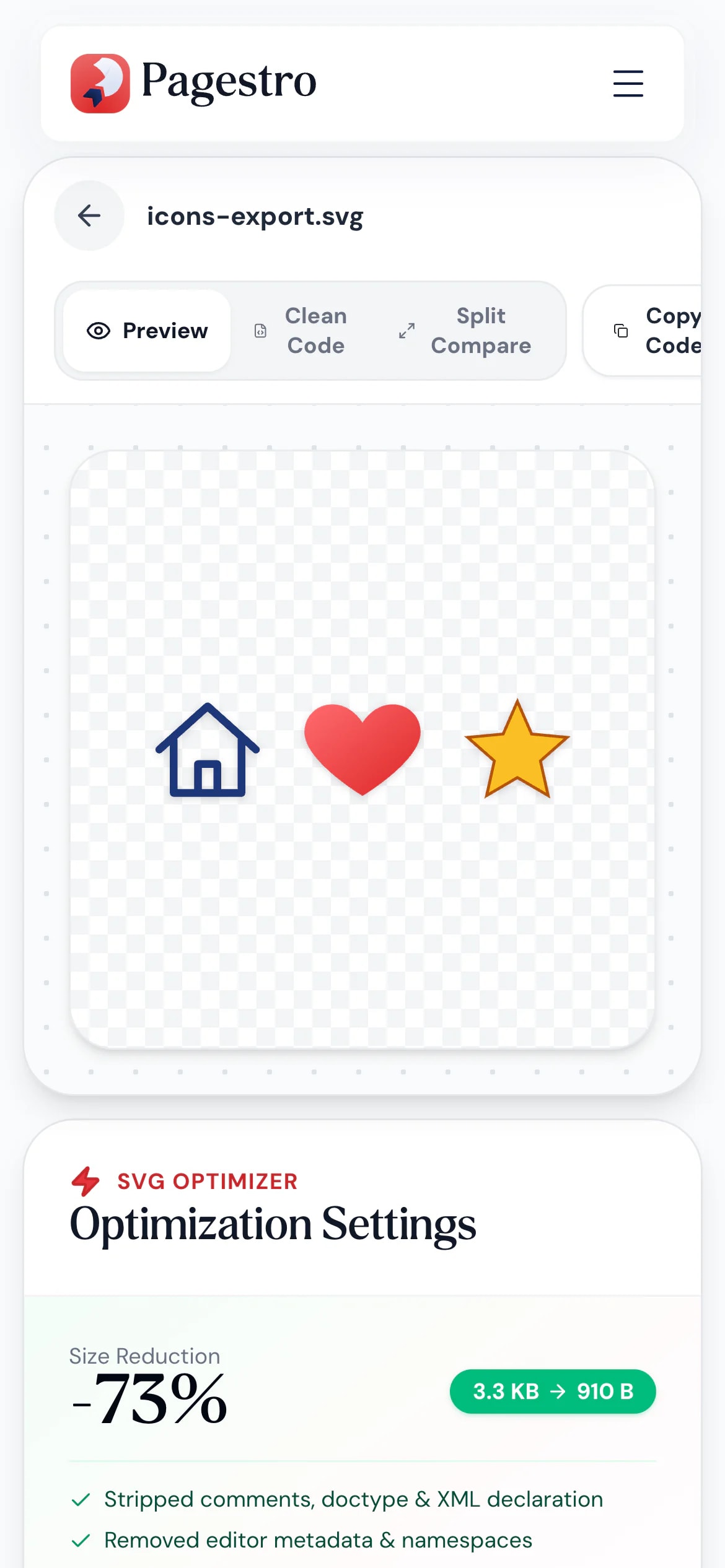 SVG Optimizer on a phone